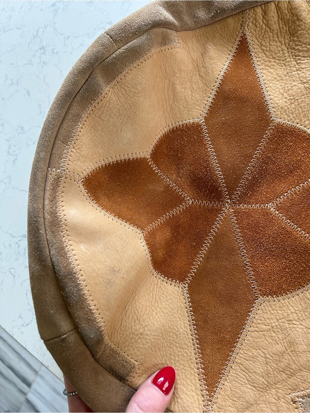 RARE Vintage Lucky Brand Patchwork Hobo Shoulder OR Crossbody Leather & Suede - Picture 15 of 16